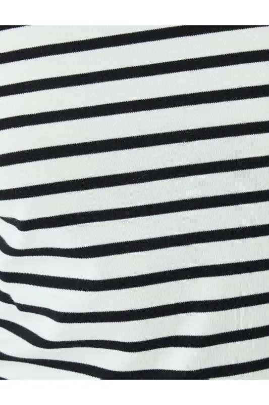 Cotton Crew Neck Short Sleeve Striped T-Shirt-Si - 6
