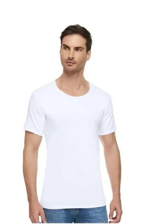 Cotton Crew Neck Sleeved White Undershirt 3 Pack - 1