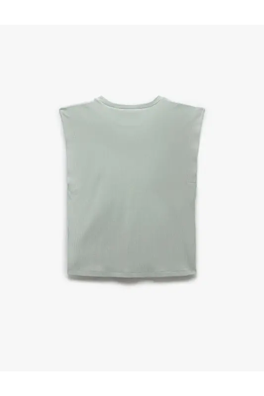 Cotton Crew Neck Sleeveless Basic T-Shirt - Light Green - 4