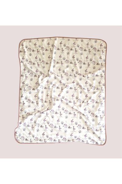 Cotton Double Layer Jersey Unisex Newborn Baby Swaddle Blanket WHITE/ FLAMINGO - 3