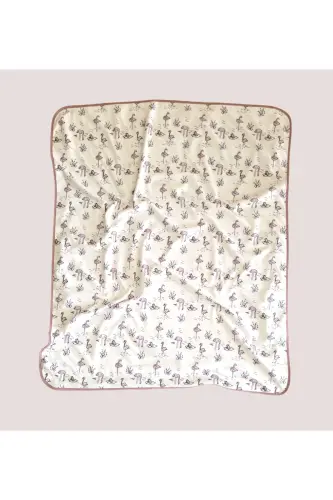 Cotton Double Layer Jersey Unisex Newborn Baby Swaddle Blanket WHITE/ FLAMINGO - 4