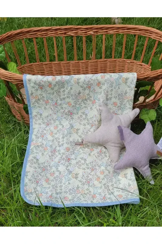 Cotton Double Layered Jersey Newborn/Baby Swaddle Blanket 75x90cm Floral-FLORAL - 1