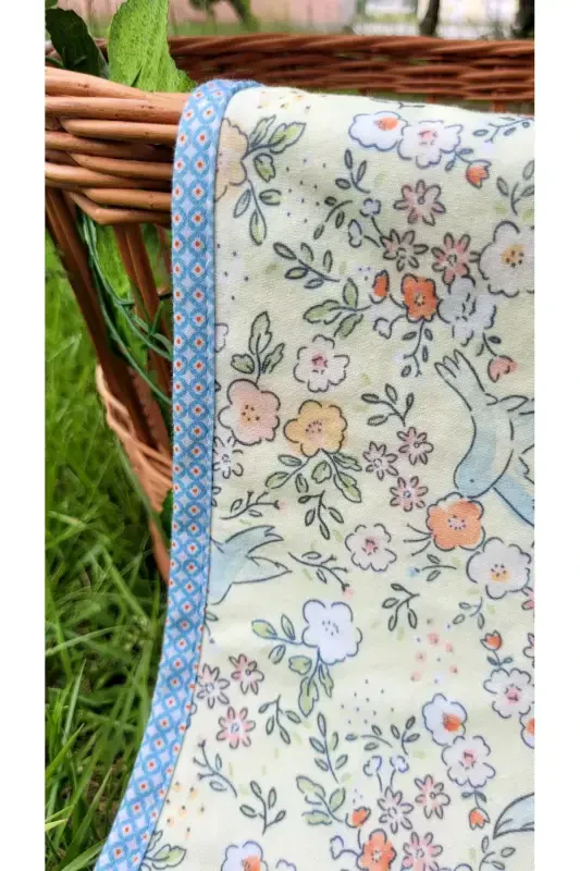 Cotton Double Layered Jersey Newborn/Baby Swaddle Blanket 75x90cm Floral-FLORAL - 2