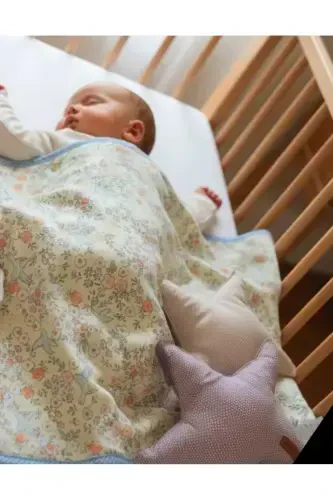 Cotton Double Layered Jersey Newborn/Baby Swaddle Blanket 75x90cm Floral-FLORAL - 3
