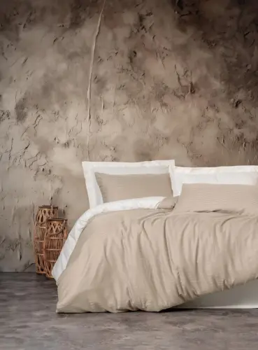 Cotton Double Smart Bamboo Sateen Bedding Set Beige - 1