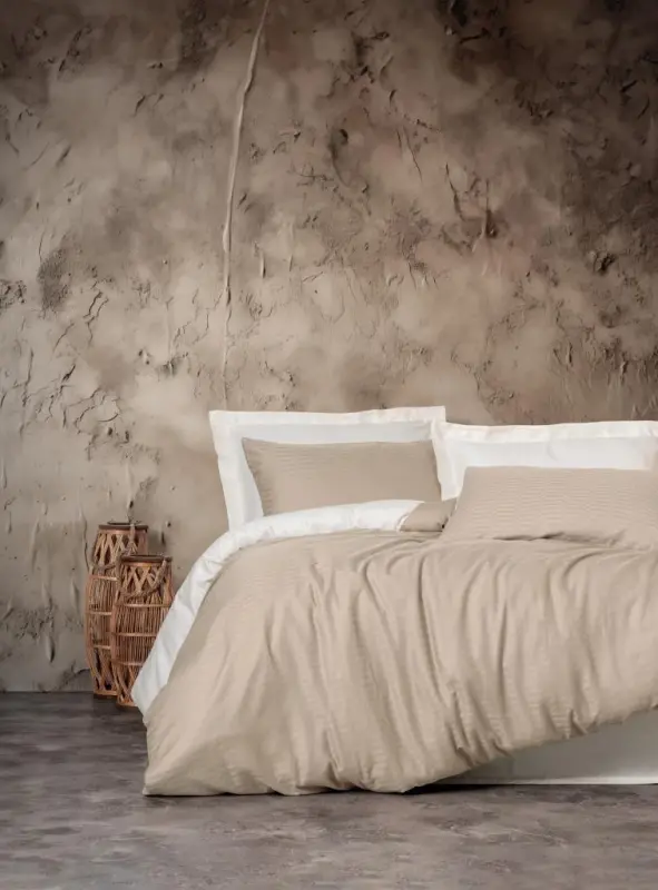 Cotton Double Smart Bamboo Sateen Bedding Set Beige - NEVRESIMDUNYASI