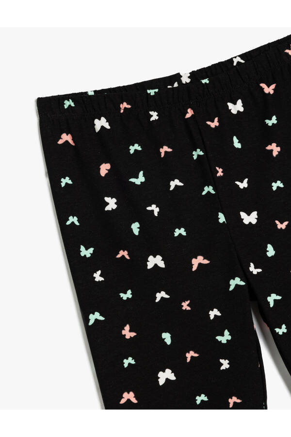 Cotton, elastic waist, butterfly leggings. - 3