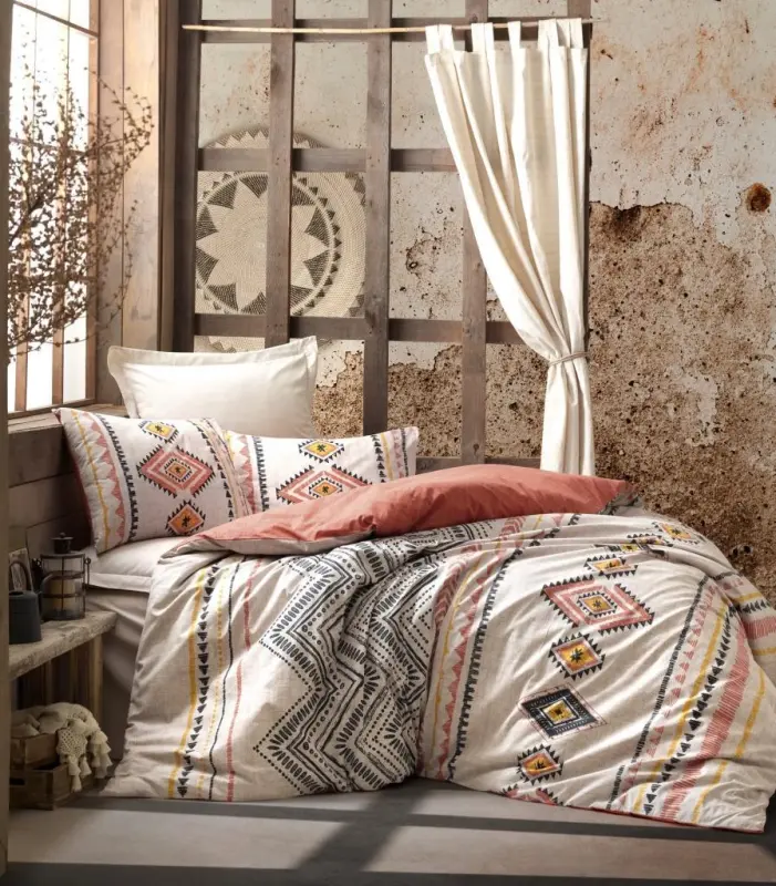 Cotton Ethnic Single Bed Sheet Set Felix Terracotta - NEVRESIMDUNYASI