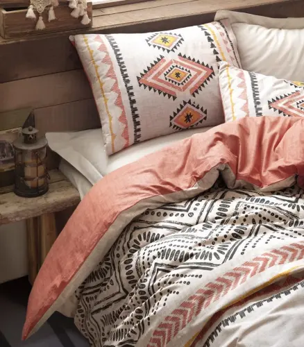 Cotton Etnich Double Bed Sheet Set Felix Brick - 2