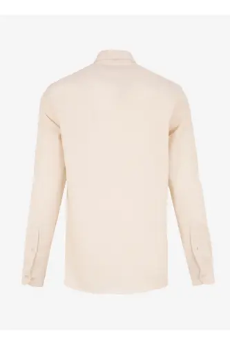 Cotton Flannel Slim Fit Narrow Cut Buttoned Collar Beige - ALTINYILDIZ CLASSICS (1)