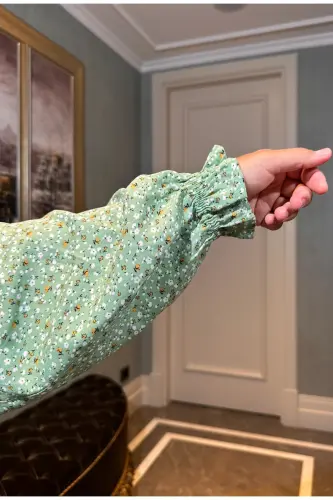 Cotton, floral patterned, easy to wear and practical one-piece prayer dress - 3