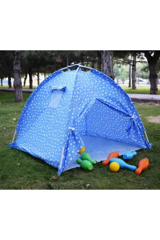 Cotton Healthy Children's Play Tent And House-Blue - 1