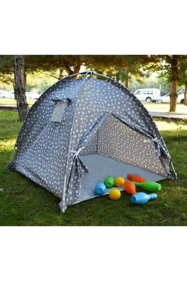 Cotton Healthy Kids Play Tent and House-Gray - 1
