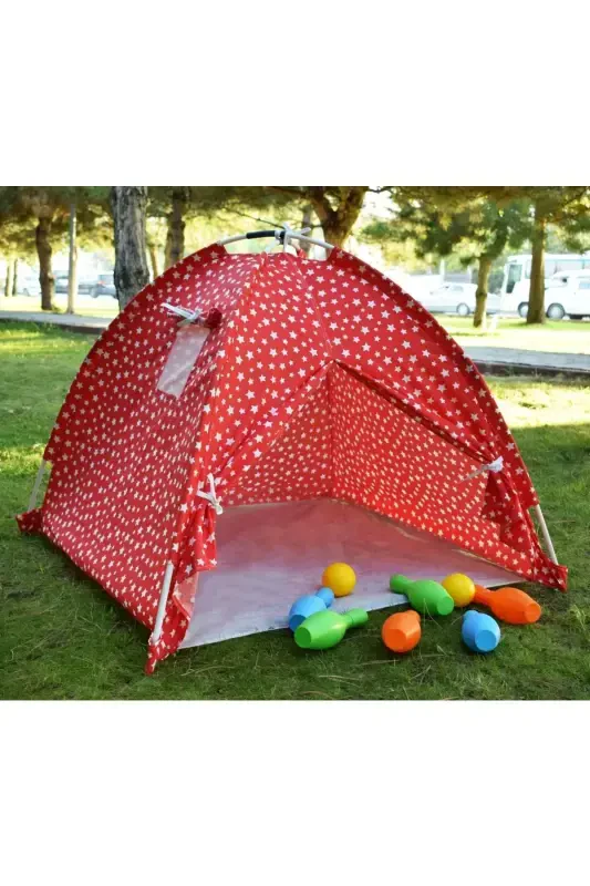 Cotton Healthy Kids Play Tent and House-Red - 1