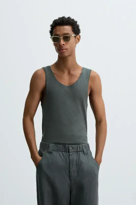 COTTON - HEMP WICK TANK TOP - Anthracite grey - 2