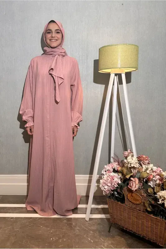 Cotton, High Quality, Light and Soft Fabric, One Piece, Practical, Bagged Prayer Dress-Pink - 1