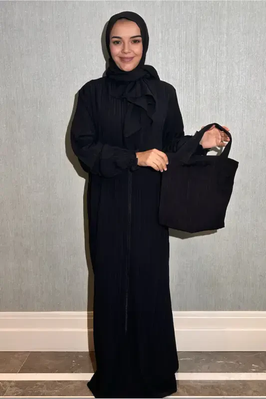 Cotton, high-quality, lightweight and soft fabric, one-piece, practical, black-bagged prayer dress - LAGOM