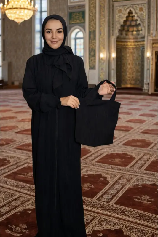 Cotton, high-quality, lightweight and soft fabric, one-piece, practical, black-bagged prayer dress - 1