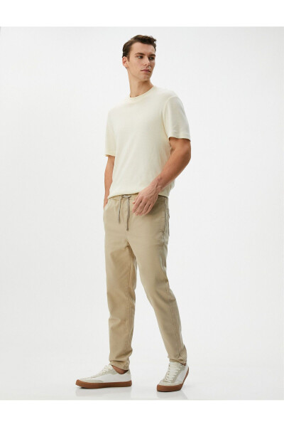 Cotton Jogger Pants with Pocket Detail and Drawstring Waist - 13