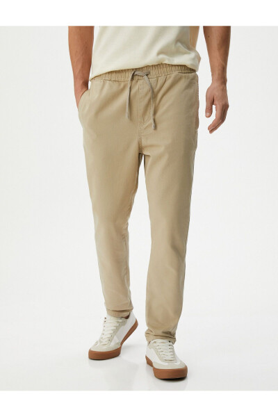 Cotton Jogger Pants with Pocket Detail and Drawstring Waist - 15