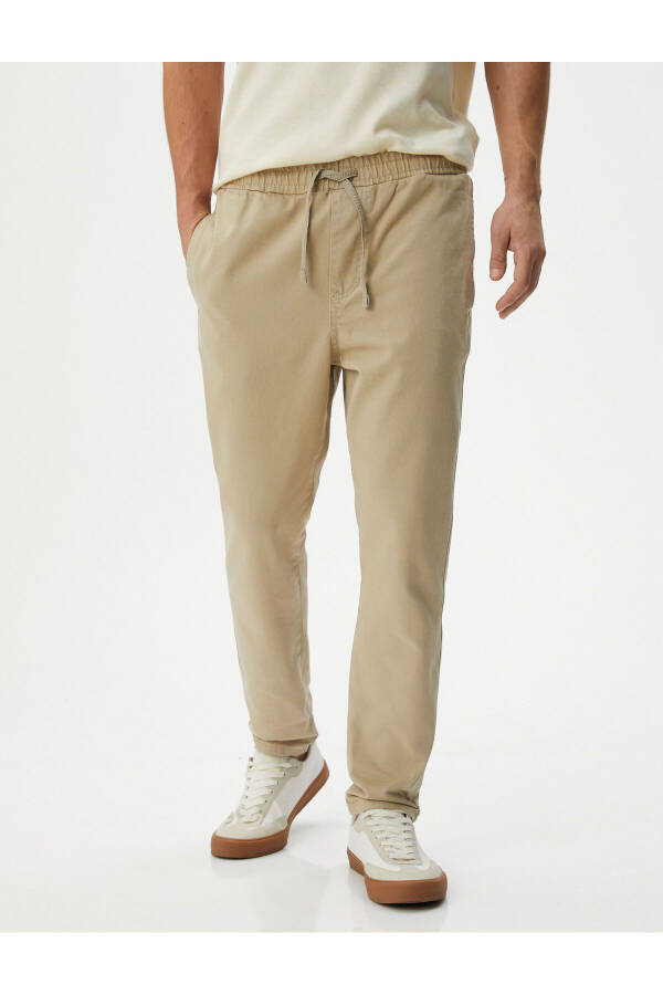 Cotton Jogger Pants with Pocket Detail and Drawstring Waist - 3