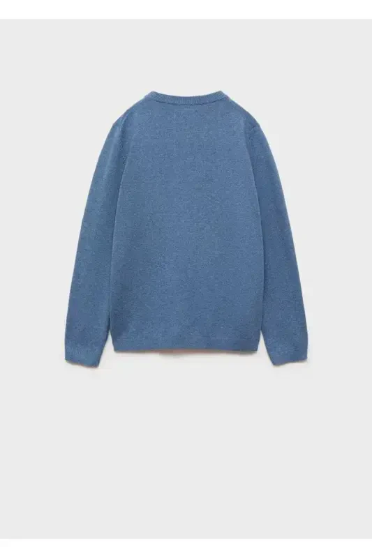 Cotton Knit Sweater - Blue - 4