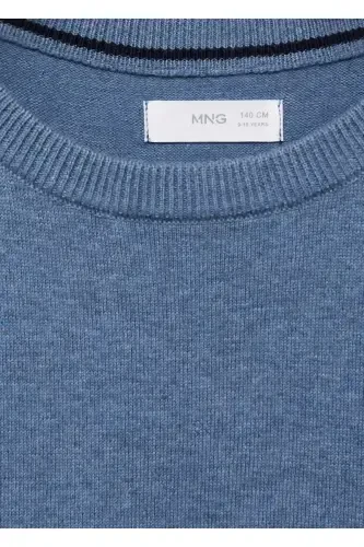 Cotton Knit Sweater - Blue - 5