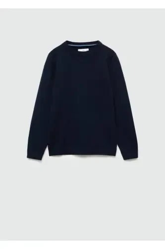 Cotton Knit Sweater-Navy - 3