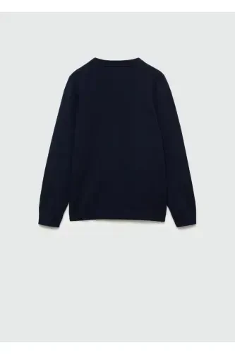 Cotton Knit Sweater-Navy - 4