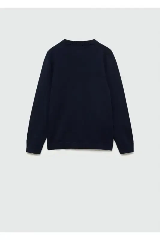 Cotton Knit Sweater-Navy - 4