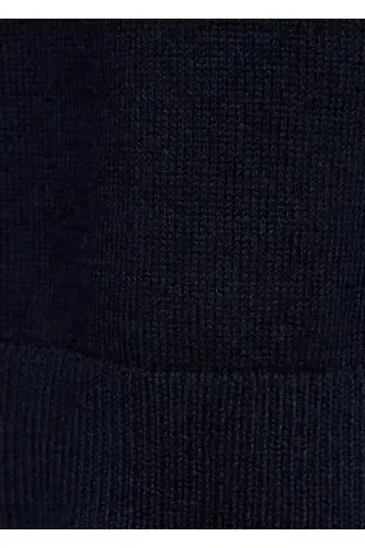 Cotton Knit Sweater-Navy - 6