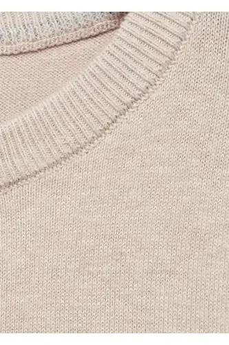 Cotton Knit Sweater-Sand Beige - 5