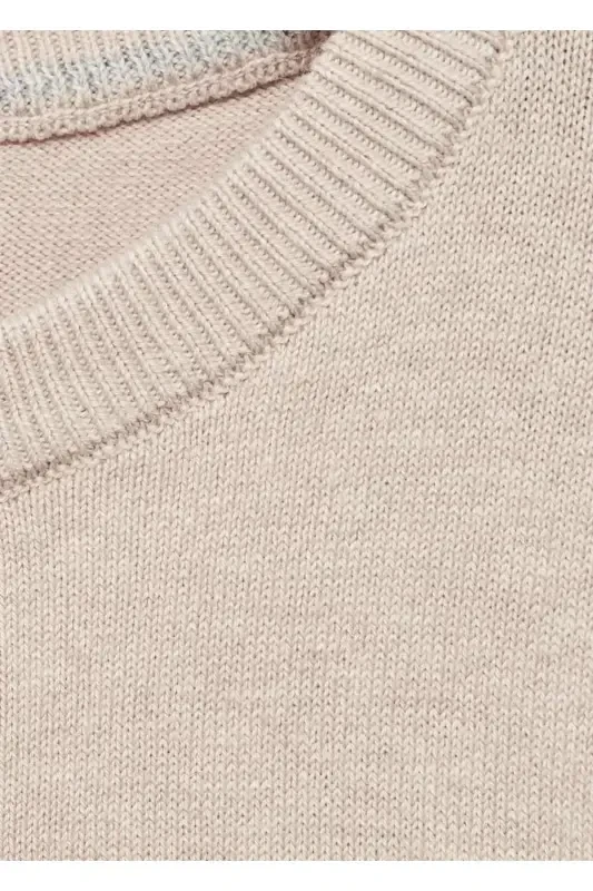 Cotton Knit Sweater-Sand Beige - 5