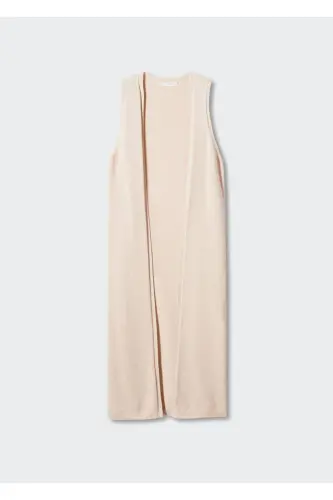 Cotton Knit Vest-Sand Beige - 1