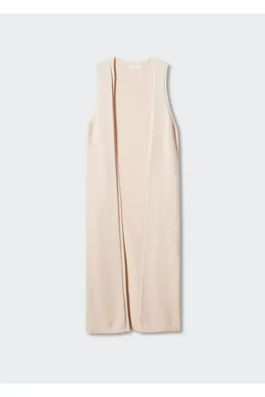 Cotton Knit Vest-Sand Beige - 1