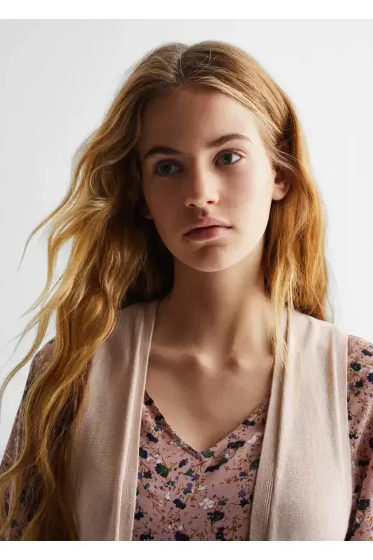 Cotton Knit Vest-Sand Beige - 4