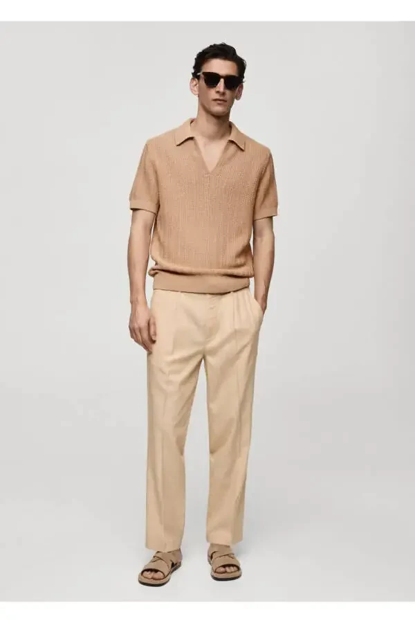 Cotton Knitted Pattern Polo Shirt - 2