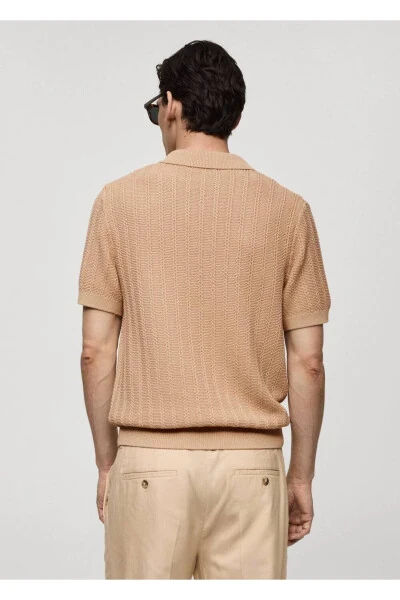 Cotton Knitted Pattern Polo Shirt - 4