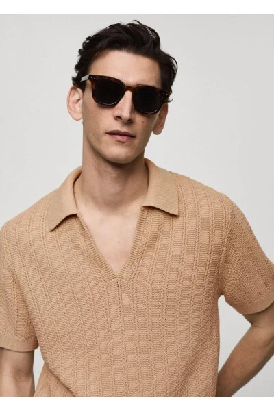 Cotton Knitted Pattern Polo Shirt - 8