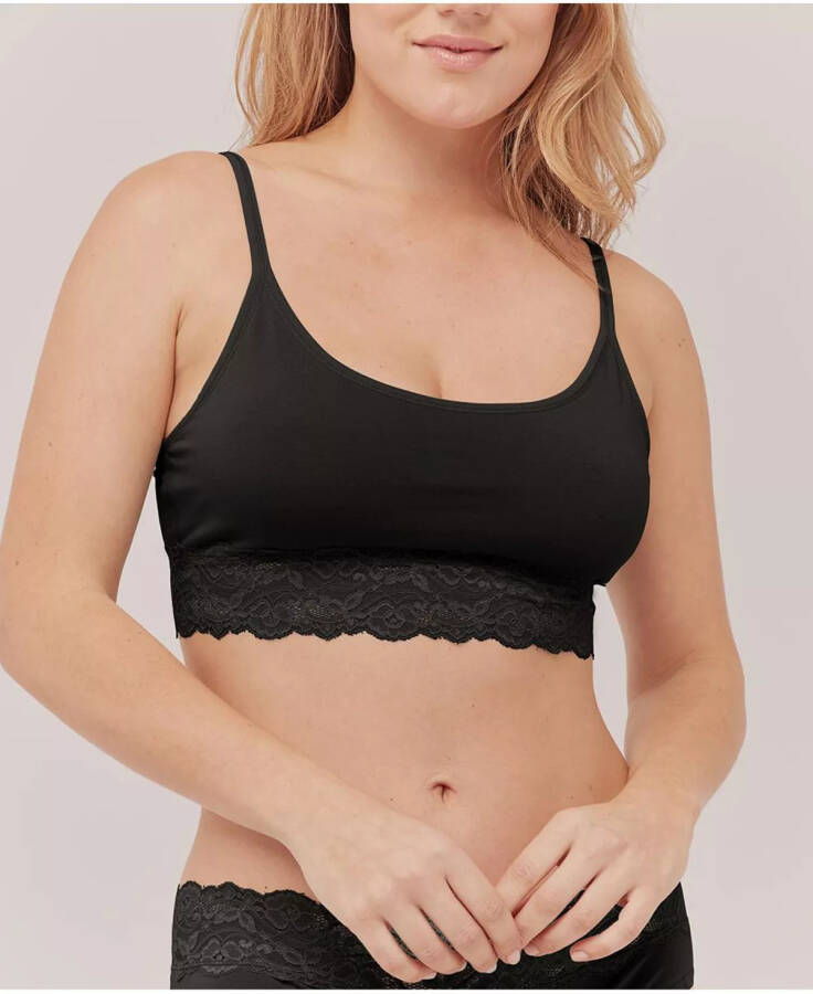 Cotton Lace Smooth Cup Bralette Black - 1