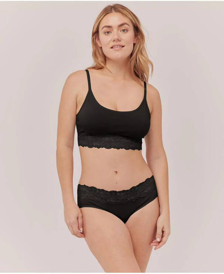 Cotton Lace Smooth Cup Bralette Black - 3