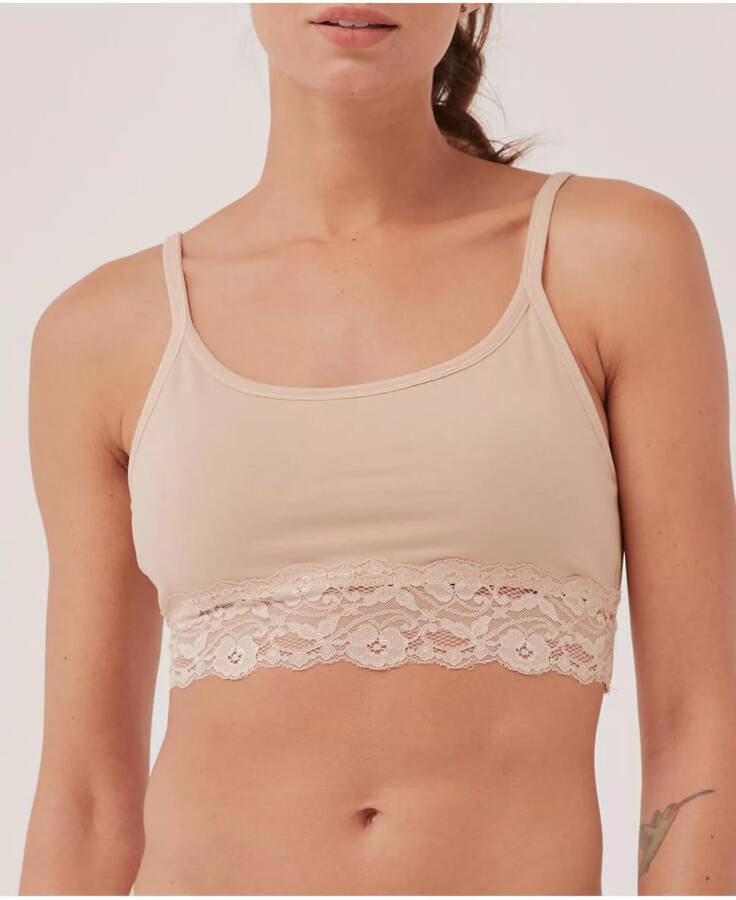 Cotton Lace Smooth Cup Bralette Champagne - 1