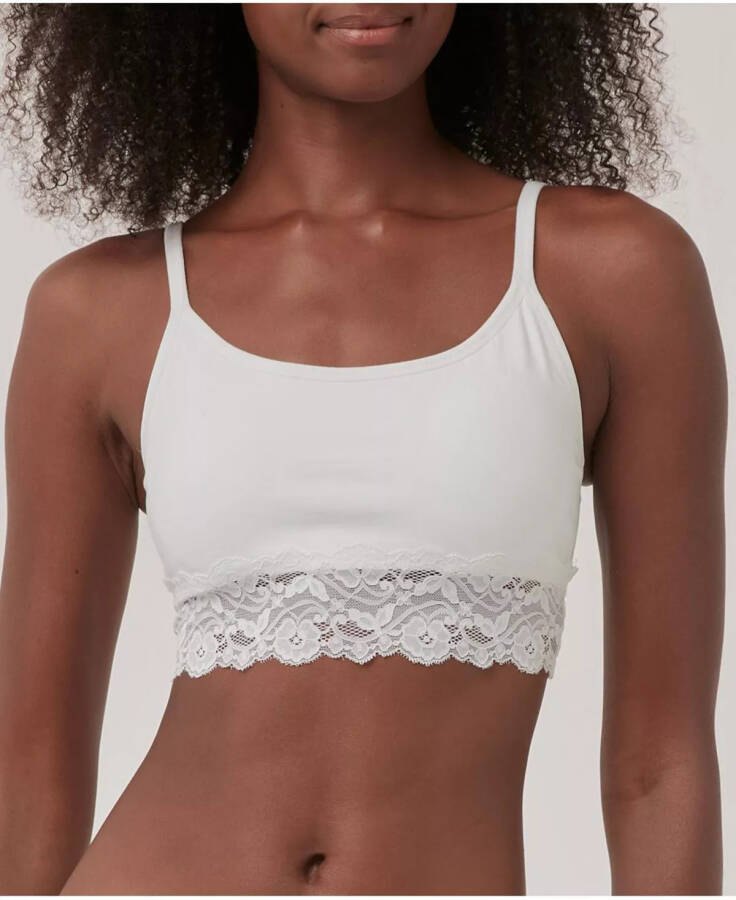 Cotton Lace Smooth Cup Bralette White - 1