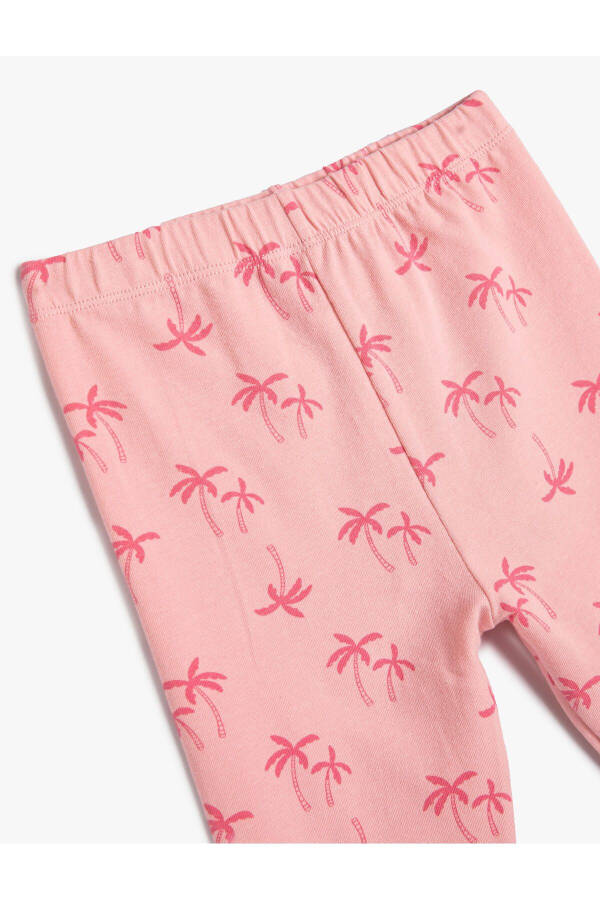 Cotton leggings with palm print and elastic waistband. - 3