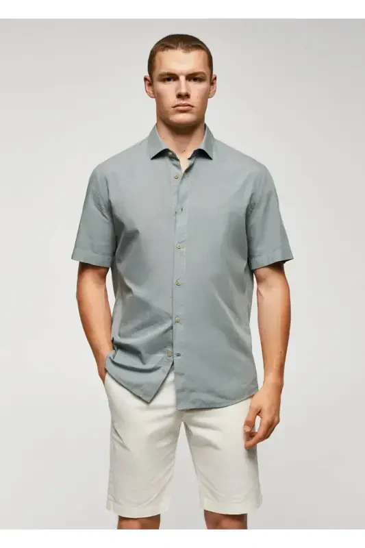 Cotton lightweight t-shirt-Dark Yellow - MANGO MAN