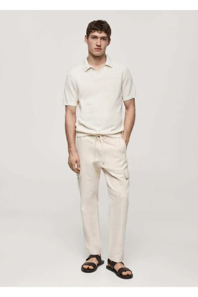 Cotton Linen Cargo Pants - MANGO MAN (1)