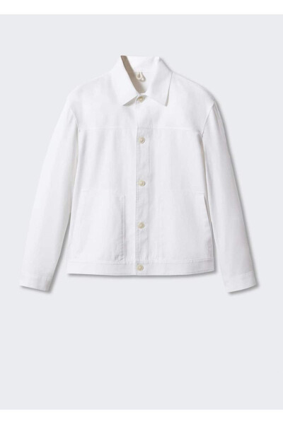 Cotton Linen Jacket with Pockets - 3
