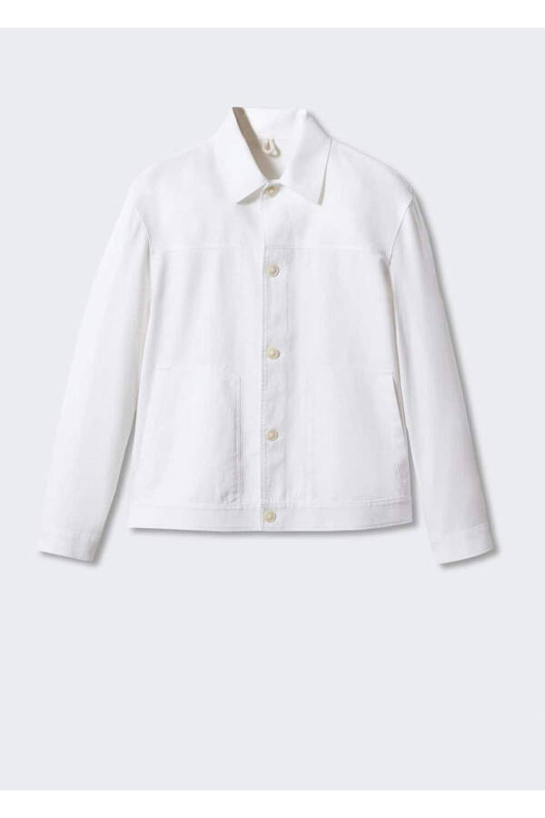 Cotton Linen Jacket with Pockets - 3