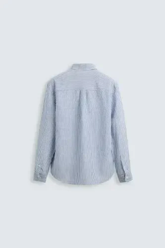 COTTON LINEN SHIRT-Blue/White - Modazone (1)