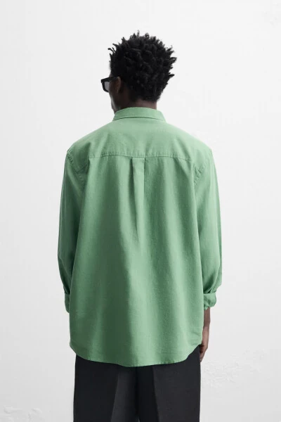 COTTON LINEN SHIRT-GREEN - 3